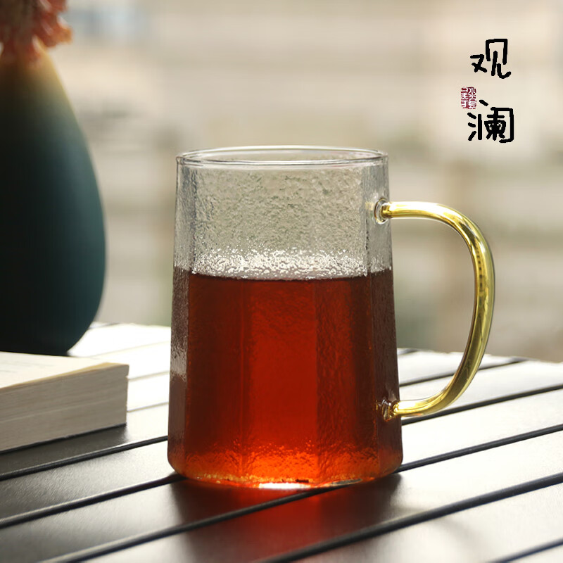 耐热玻璃杯可微波炉加热牛奶杯早餐杯大容量办公室泡茶杯喝水杯子 黄色把筑铭水杯（单杯） 京东折扣/优惠券