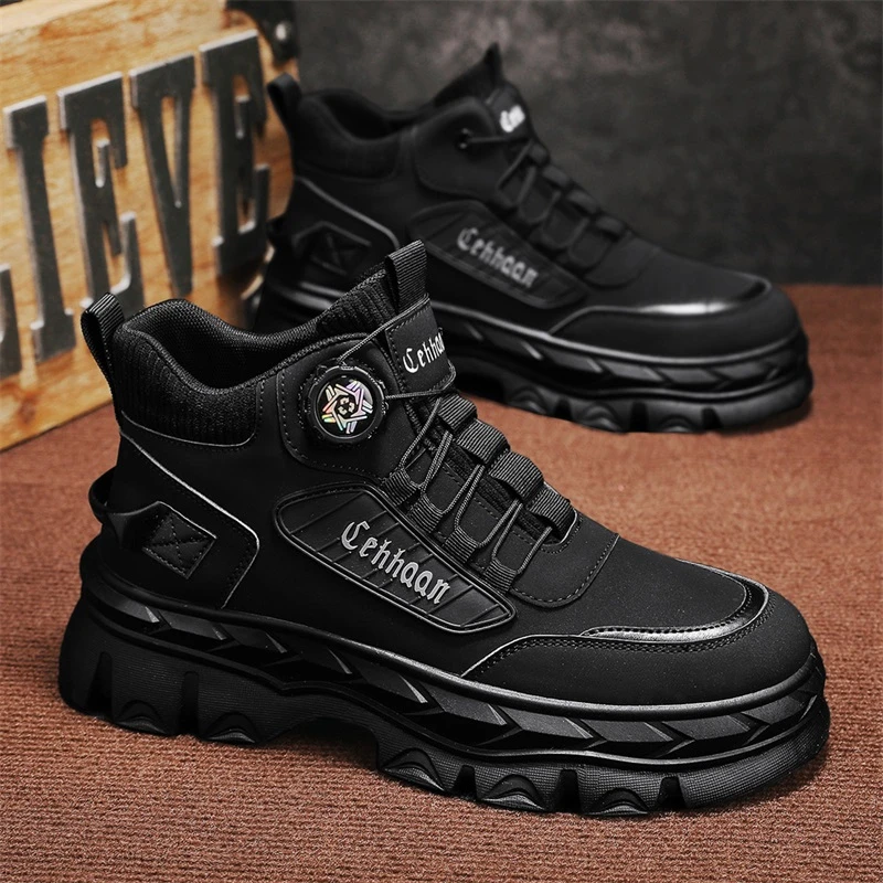 【设计师款】2025秋冬新款男士马丁靴厚底百搭休闲运动潮流老爹鞋 黑色 42