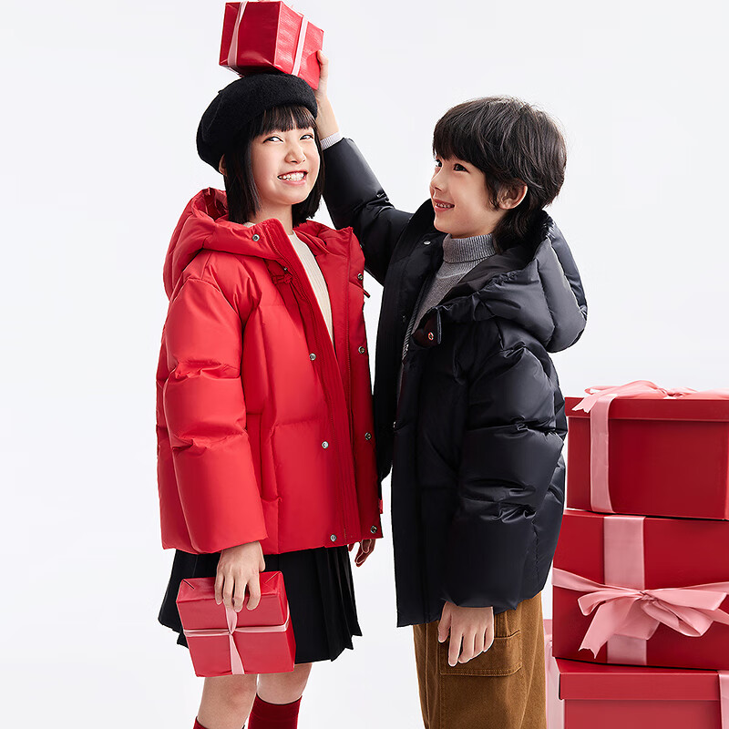 安奈儿（Annil）童装男女童短款羽绒服2025冬新款 黑色 170