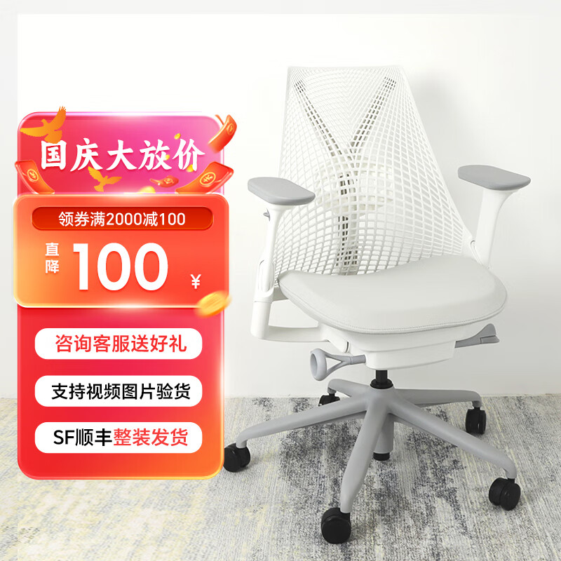 美國(guó)高端品牌 sayl 二手人體工學(xué)椅家用久坐護(hù)腰電腦椅升降靠背椅 二手電腦椅 白背+淺灰（帶前傾+4D扶手+腰托）99成新
