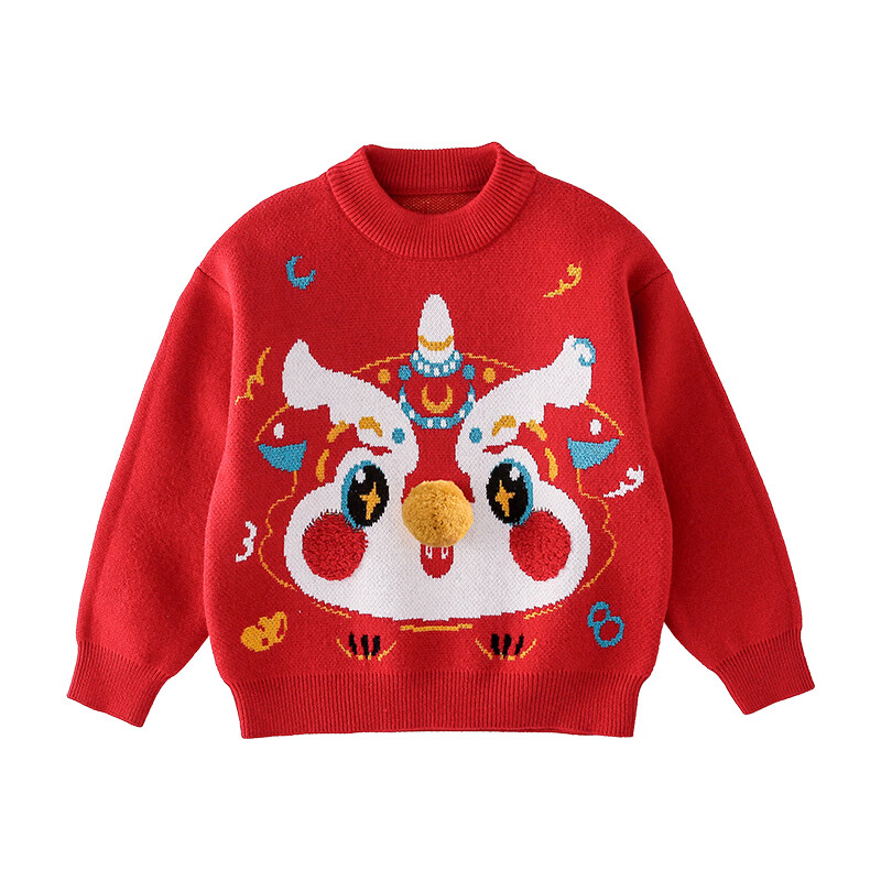 棉花堂拜年服男童毛衣冬季新年儿童毛线衣宝宝红色针织衫过年xt 新年红 130