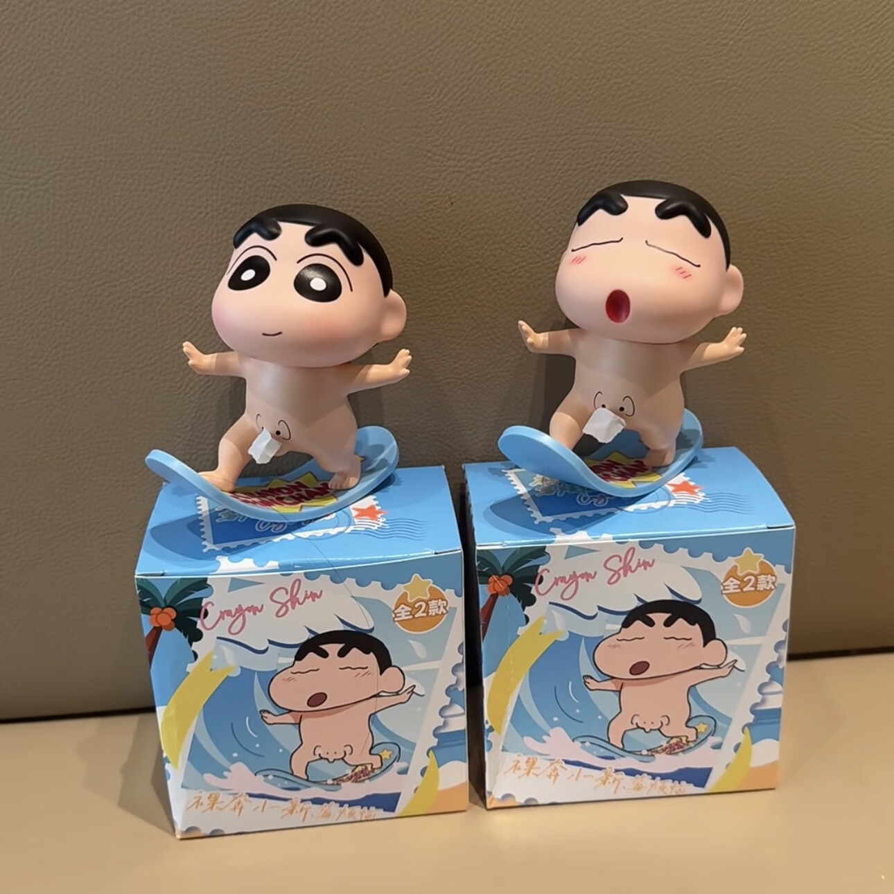蜡笔小新潮玩手办洗澡冲浪小新小葵桌面摆件玩具装饰男女生日礼物 睁眼冲浪小新10CM【顶配版】