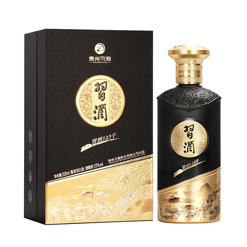 习酒 酱香型白 习酒黑金 53度 纯粮酿造 送礼酒水 53度 500mL 6瓶 习酒 黑金整箱