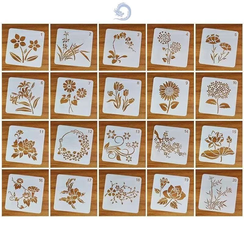 语森忆油画棒镂空模板花朵新款喷花模镂空绘画手工画画喷绘花草图案