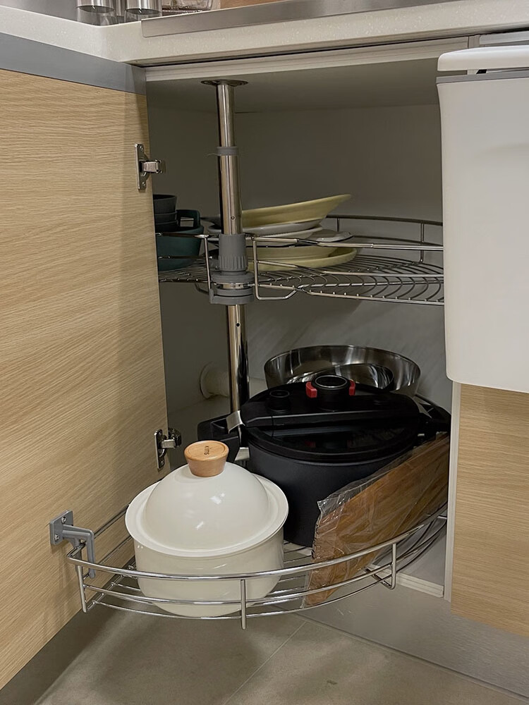 转角拉篮厨房橱柜180度转盘多功能收纳架置物架拐角旋转小怪物 180度