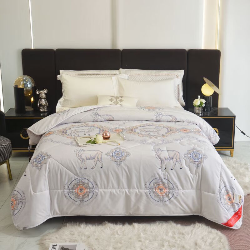 恒源祥新西兰进口羊毛被10斤冬被加厚保暖抗菌8斤冬季被子被芯四季通用 欧式羊白色 150x200cm【5斤春秋被】