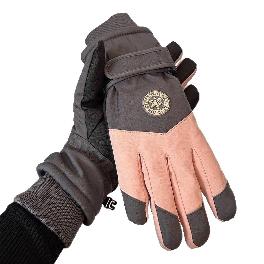 【工厂直供】滑雪手套女冬季户外骑车保暖防寒加绒加厚防风防水触 3【蓝白1双】 均码