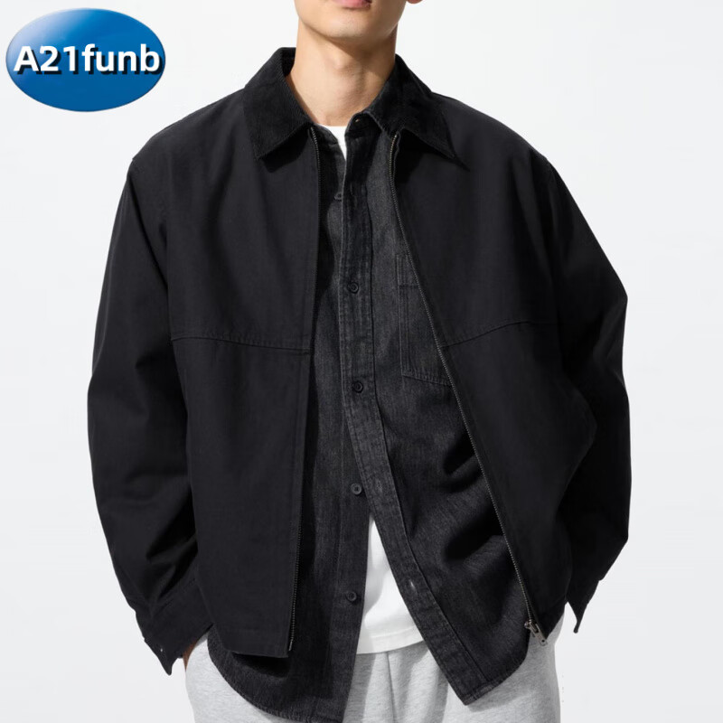 A 21 FUNB男装女装休闲拉链短茄克外套巴恩风翻领夹克2025秋季新款 黑色 Y478230 S