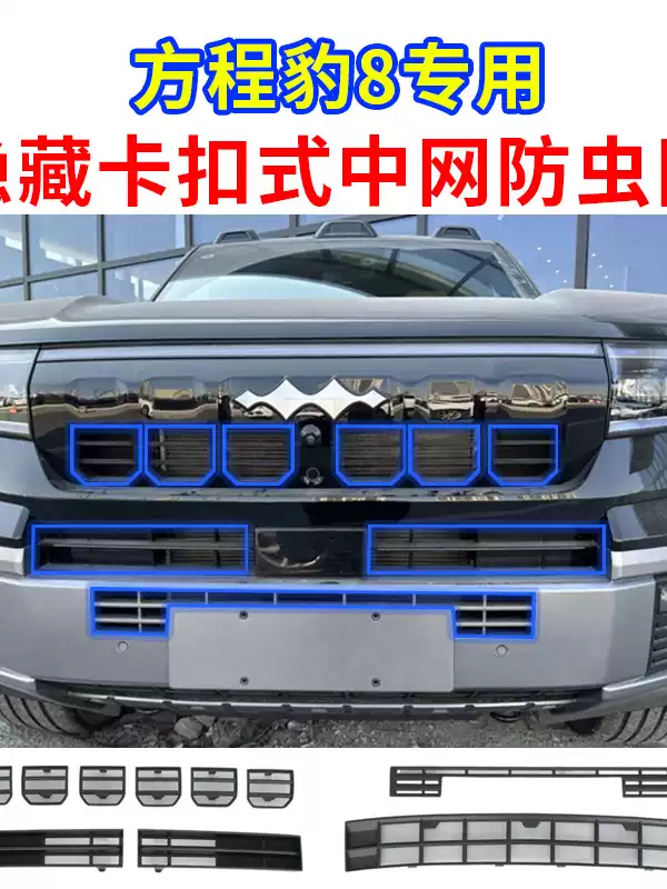 中掌柜25款方程豹8防虫网卡扣式中网水箱防护网前脸防蚊柳絮改装饰配件 25款方程豹8哑光黑全套防虫网10 方程豹豹8