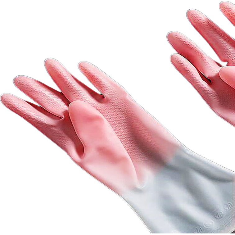 新款钓鱼手套耐用加厚防水手套耐磨厨房清洁户外橡胶手套乳胶 双色加厚粉-M码 【1双】