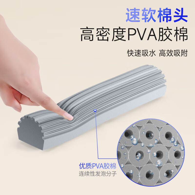 五月花【甄选厂家】(原尔蓝)拖把胶棉滚轮拖把海绵拖把拖布家用对折式二 AL-PJ02对折胶棉头2个33cm