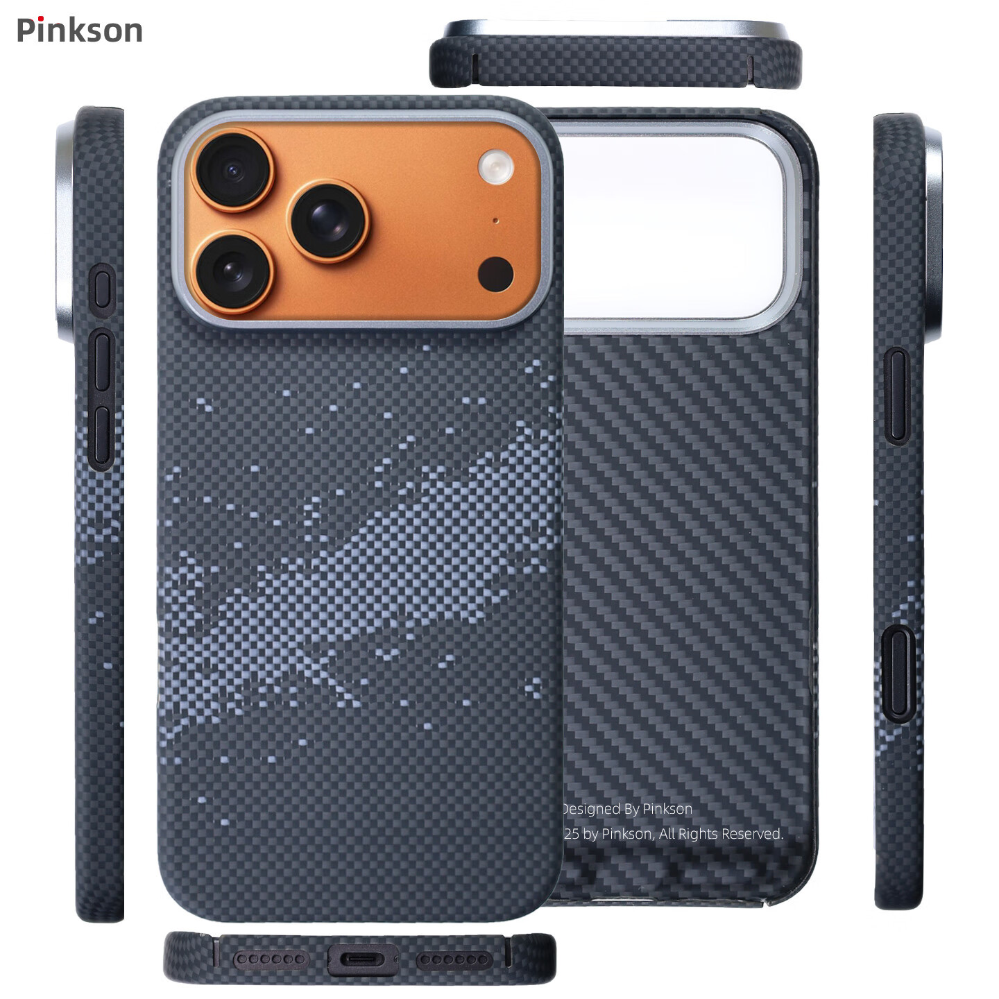 Pinkson适用苹果17ProMax手机壳iPhone17保护套凯夫拉芳纶碳纤维纹超薄全包磨砂硬壳简约商务男女士 【星辰】1500D编织/无磁吸 【iPhone17ProMax】