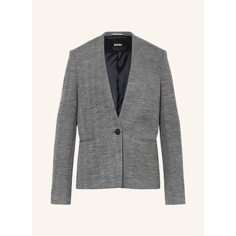 BOSS女士西裝保暖挺括混紡通勤商務(wù)外套簡(jiǎn)約西裝外套 GREY 均碼 |38