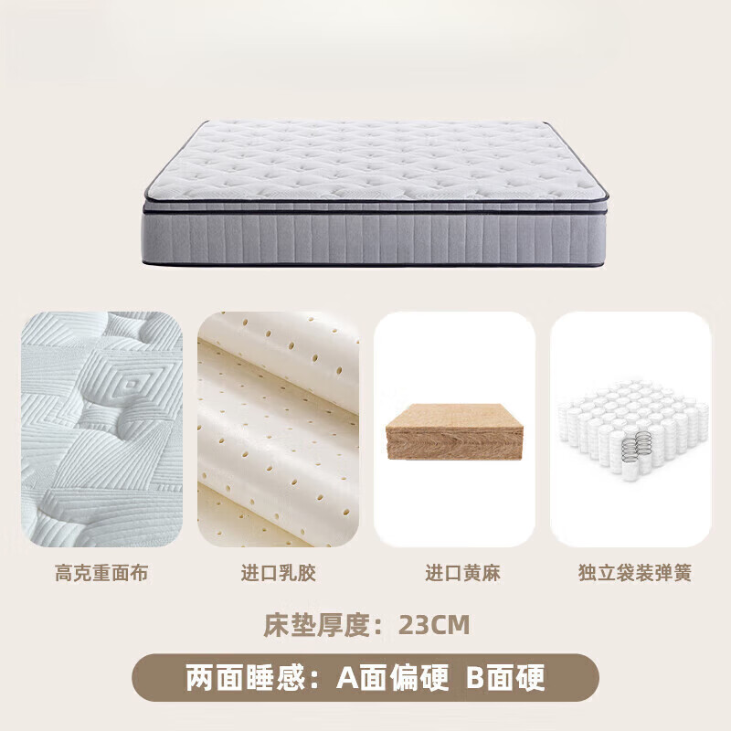 亚朵深睡亚朵酒店同款床垫天然乳胶独立弹簧席梦思黄麻护脊护腰1.8*2.0米 智尊版双睡感/26cm 1800mm*2000mm