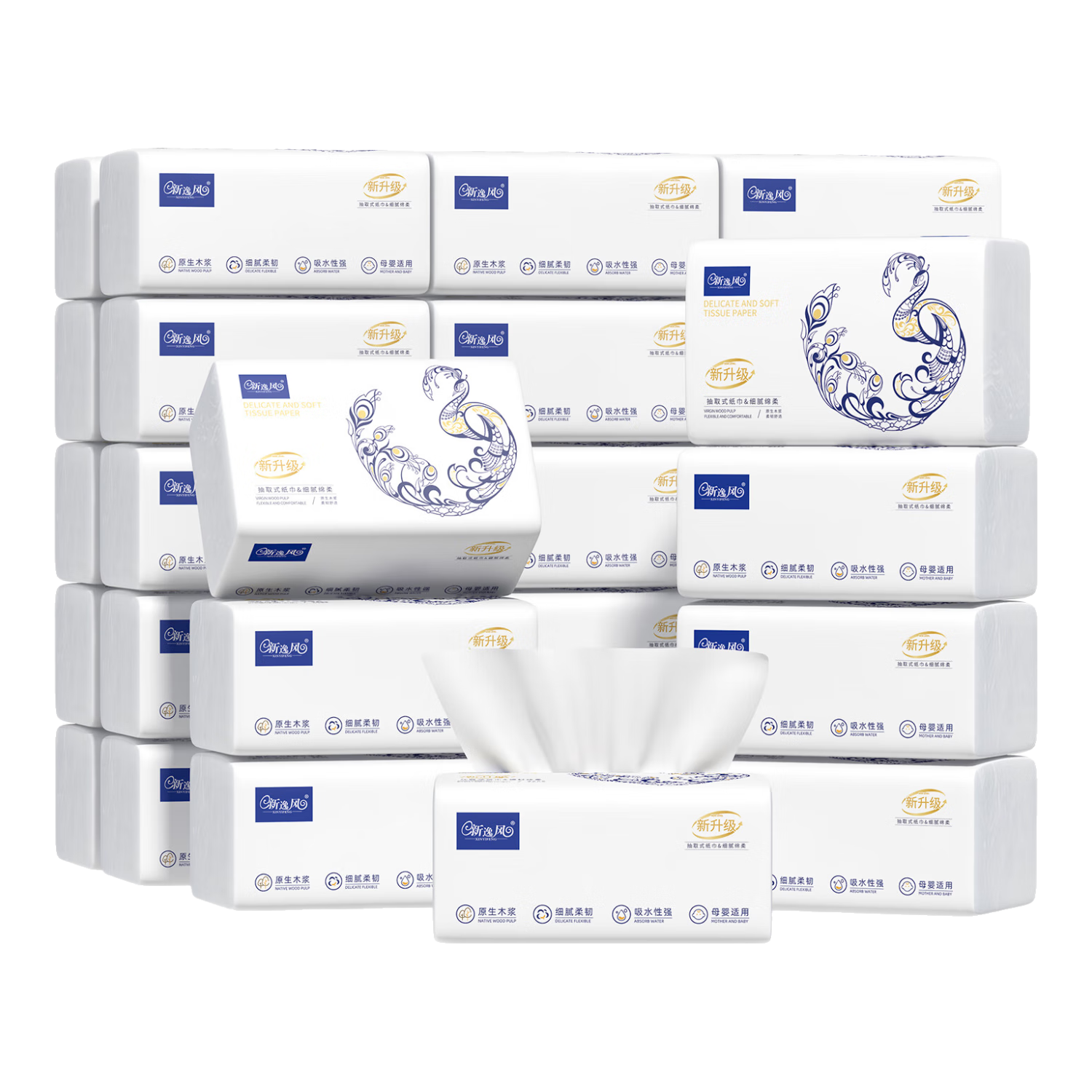 新逸风（XINYIFENG）抽纸多层加厚家用装餐巾纸面巾纸抽 【旗舰款】 5层 400张*21包