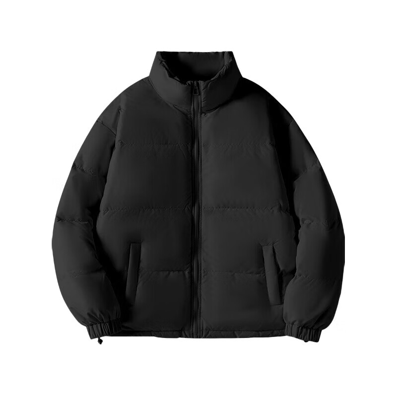 真维斯情侣装男女同款冬季新款纯色简约宽松男立领保暖棉服外套G2 黑色2010 M