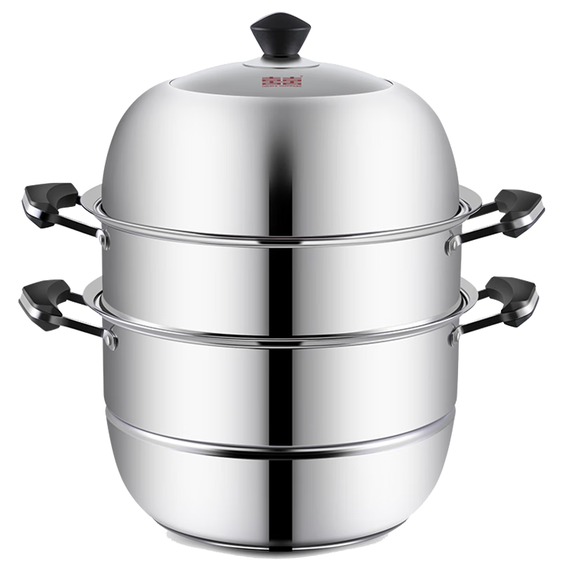 雙喜 蒸鍋304不銹鋼三層蒸籠加厚明火電磁爐燃氣通用復底蒸煮鍋大號 加厚復底 32cm