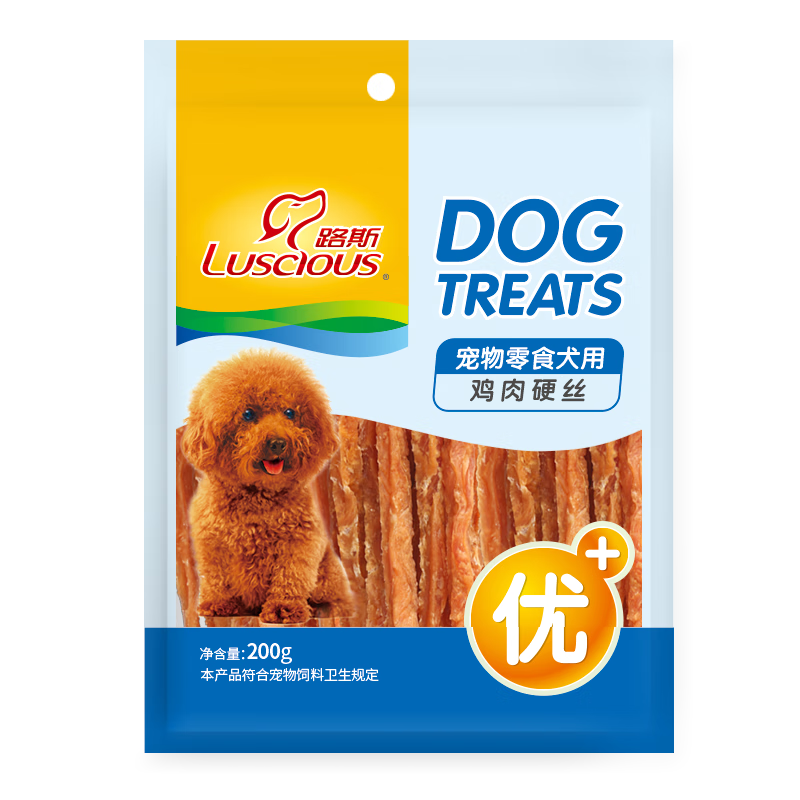 路斯狗狗零食鸡胸肉干肉条训练奖励磨牙零食优加鸡肉硬丝200g