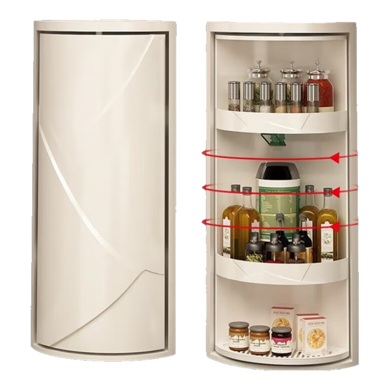 廚房置物架調(diào)料調(diào)味品專用儲(chǔ)物轉(zhuǎn)角柜臺(tái)面壁掛三角旋轉(zhuǎn)收納架神器 三層