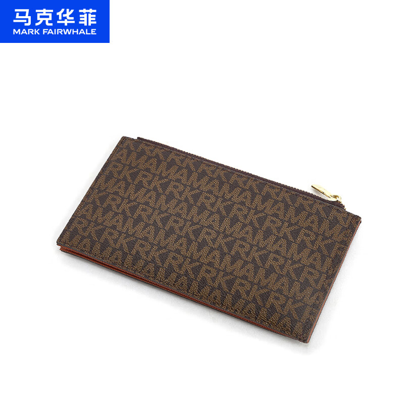 马克华菲（MARK FAIRWHALE）【放价季】新女2026多卡位零钱包复古印花休闲长气质钱包收纳 橡果棕