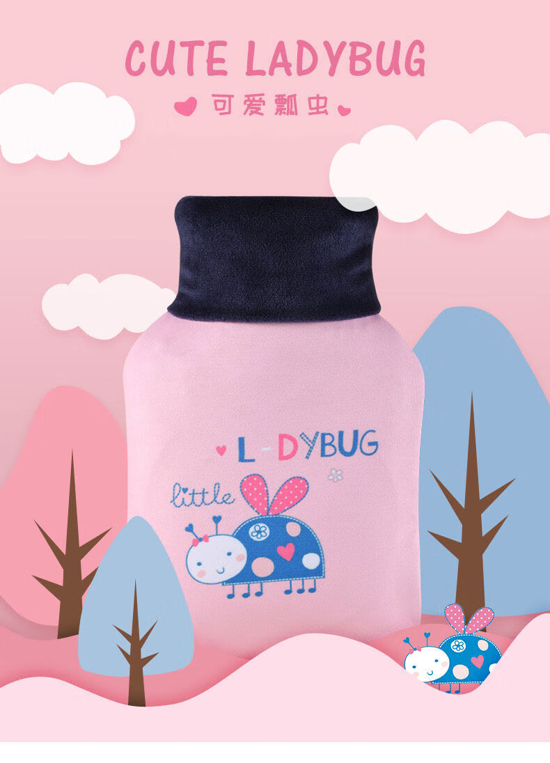 BYXAS百賽施注水熱水袋熱敷女小號隨身暖手寶防暖水袋灌水 粉紅色