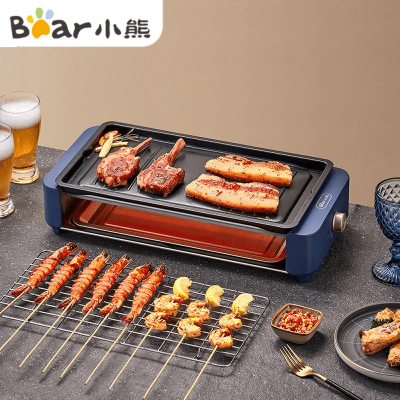 烧烤架 烤肉机 家用电烤架电烧烤炉多功能不粘大容量电烤炉 【高配烤