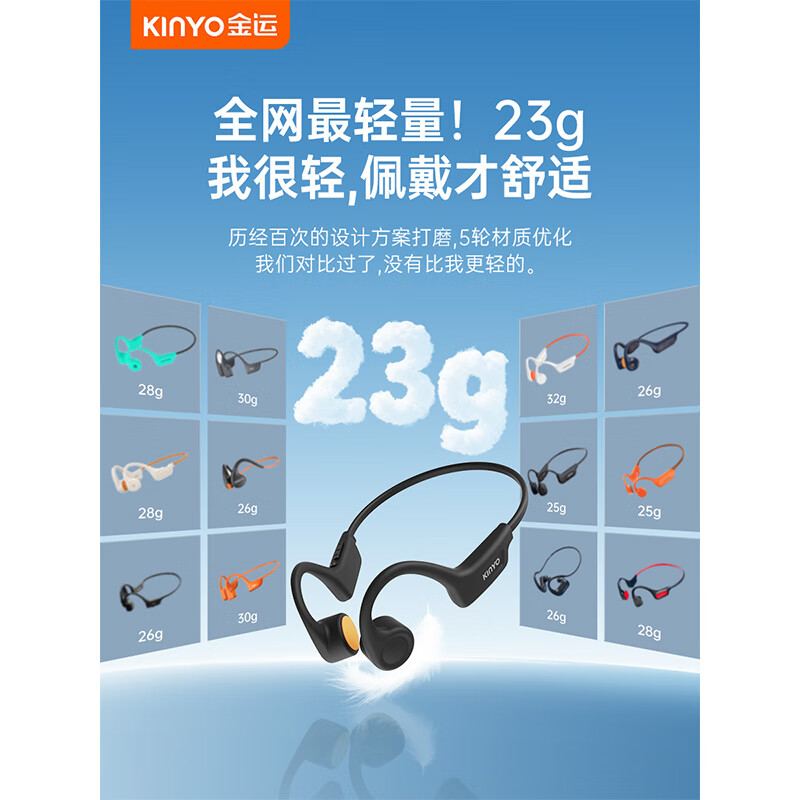 金运【爆款热销70万+丨奥运冠军推荐】骨传导蓝牙挂耳式开放式运动跑步健身骑行户外防水防汗长续航 燕麦白【IPX6防水+超长续航】