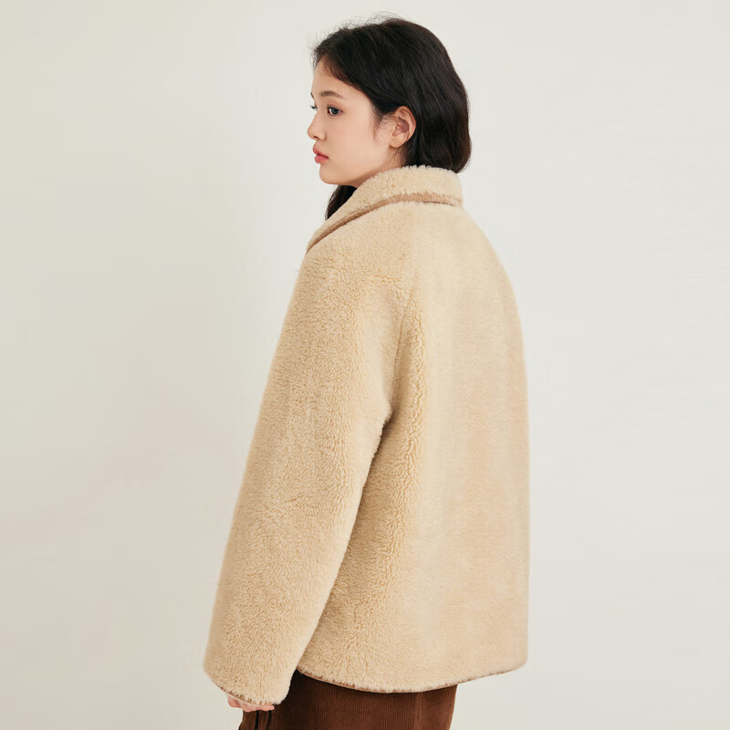 乐町学院风翻领仿羊羔毛外套 法国橡木棕(现货) XS