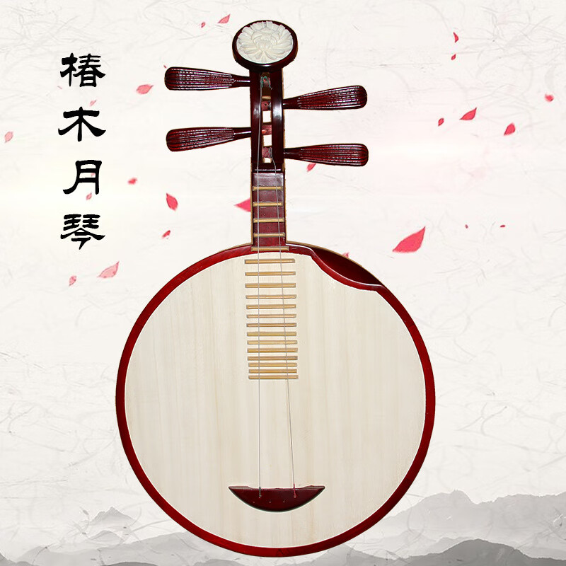 中赤月琴 民乐月琴花梨木月琴骨花西皮二黄京剧月琴 红木月琴月琴 椿木月琴(带包+配件)