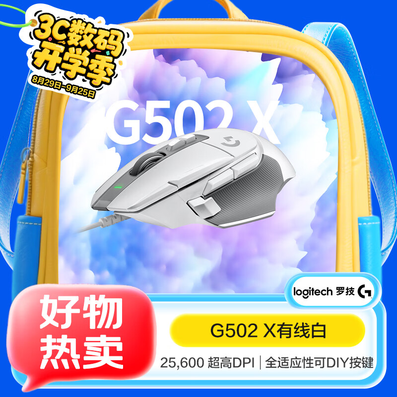 G502 X有线游戏鼠标 g502进阶有线版 全新光学机械混合微动 HERO引擎 电竞鼠标  白色