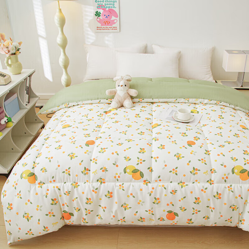 【69.9包邮】软贝 秋冬A类羽丝棉加厚冬被约5斤 柠檬200x230cm