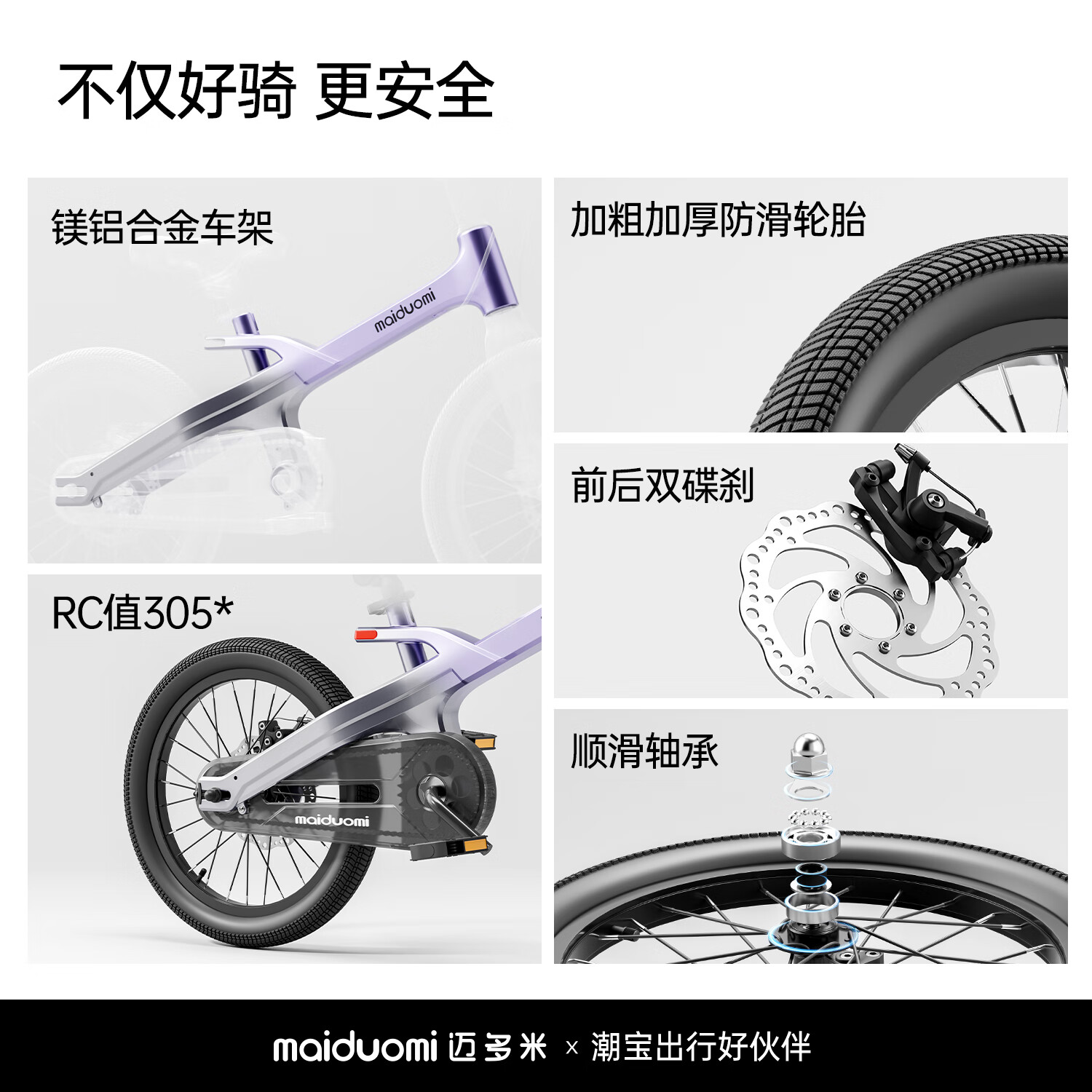 MAIDUOMI迈多米儿童自行车3到6到12岁专用学生山地男女孩宝宝新款脚踏单车 16寸渐变紫 适合【100-135CM】辅助轮
