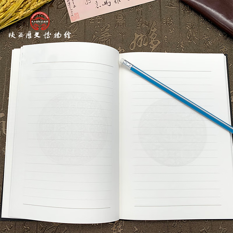 陕西历史博物馆文创何家村复古精装笔记本文艺简约记事本创意文具 银色