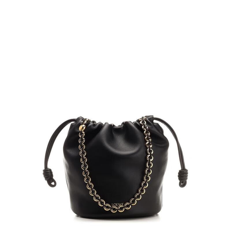 羅意威（LOEWE） FW25 輕奢 女士  FLAMENCO 錢包水桶包 Black 均碼