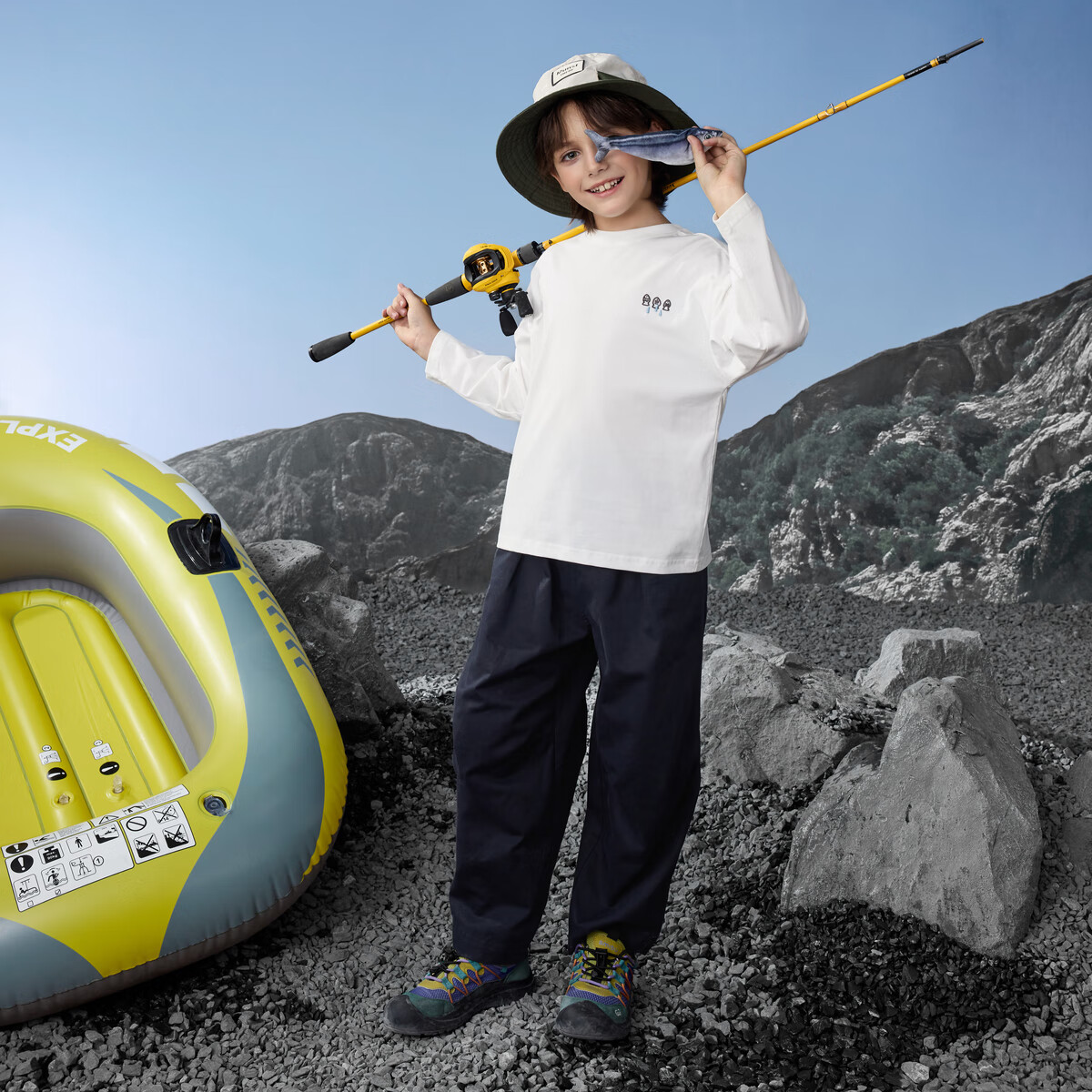 马骑顿（MQD）男童秋新款户外工装裤露营登山束脚裤简约亲肤休闲裤 藏青 160