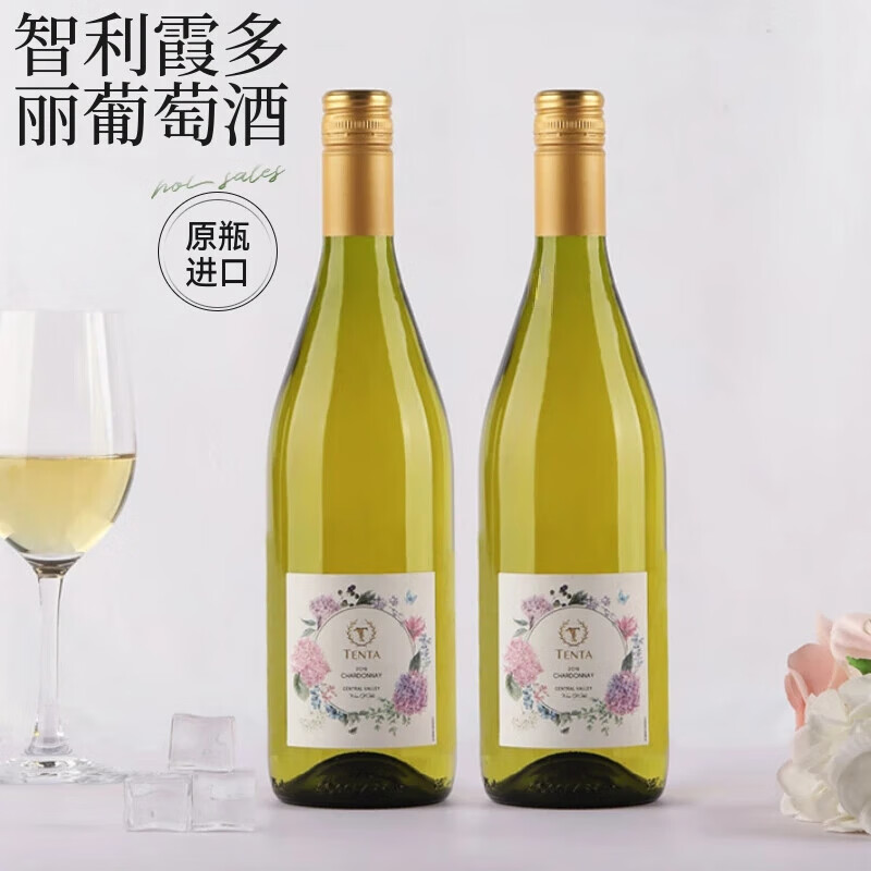 天帕智利中央山谷原装原瓶进口 天帕长相思霞多丽干白葡萄酒13度750ml 霞多丽干白2支