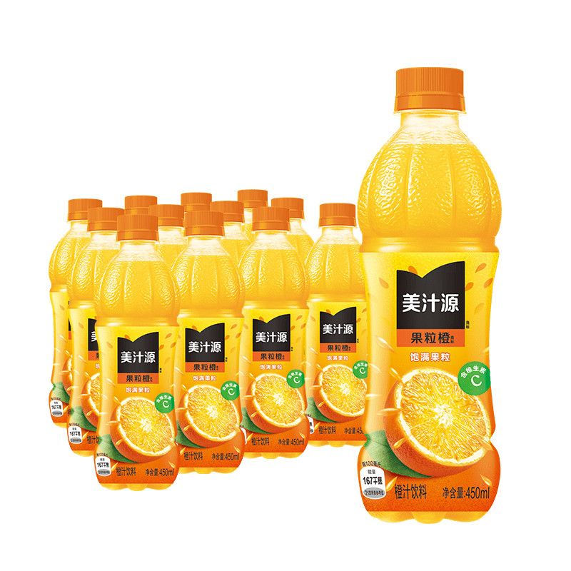 MINUTEMAID美汁源可口可乐果粒橙450ml*24瓶橙汁果味饮料果汁整箱 美汁源果粒橙450mlX24瓶【整件发货】