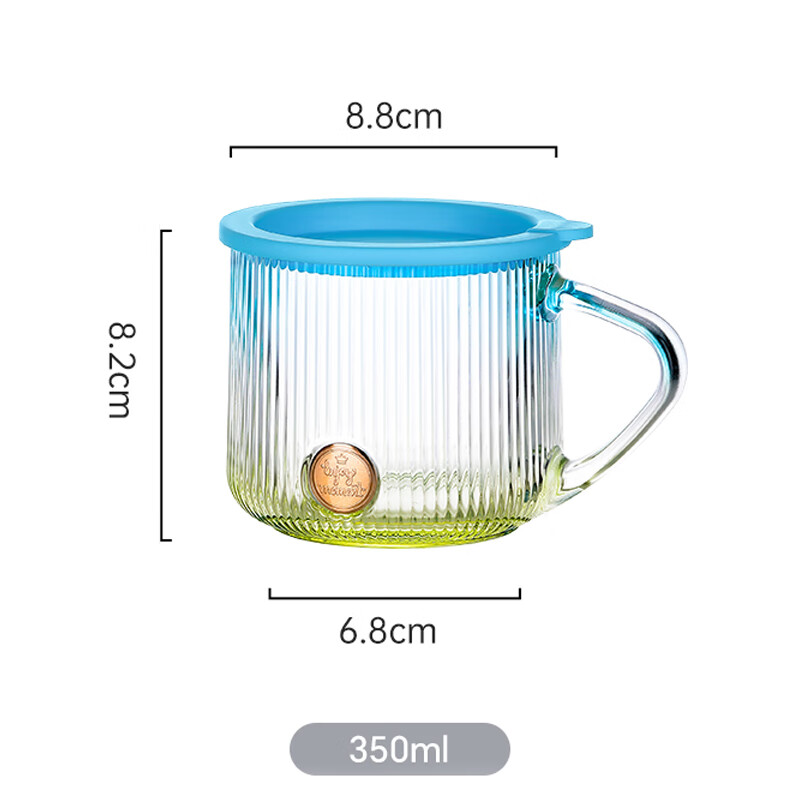 LOVWISHins风竖纹玻璃杯带把水杯家用饮料杯高颜值马克杯高级感咖啡杯子 乐映竖纹把杯【混色】350ml*2