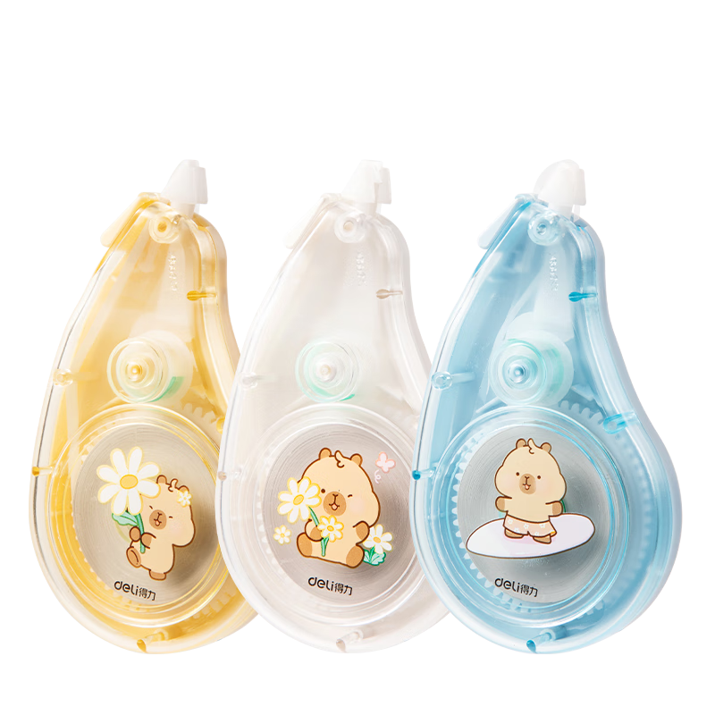 得力(deli)卡皮巴拉修正帶90米大容量 可愛萌趣設(shè)計(jì) 涂改力強(qiáng)靜輕音修改順滑高顏值開學(xué)必備文具5mm*90m