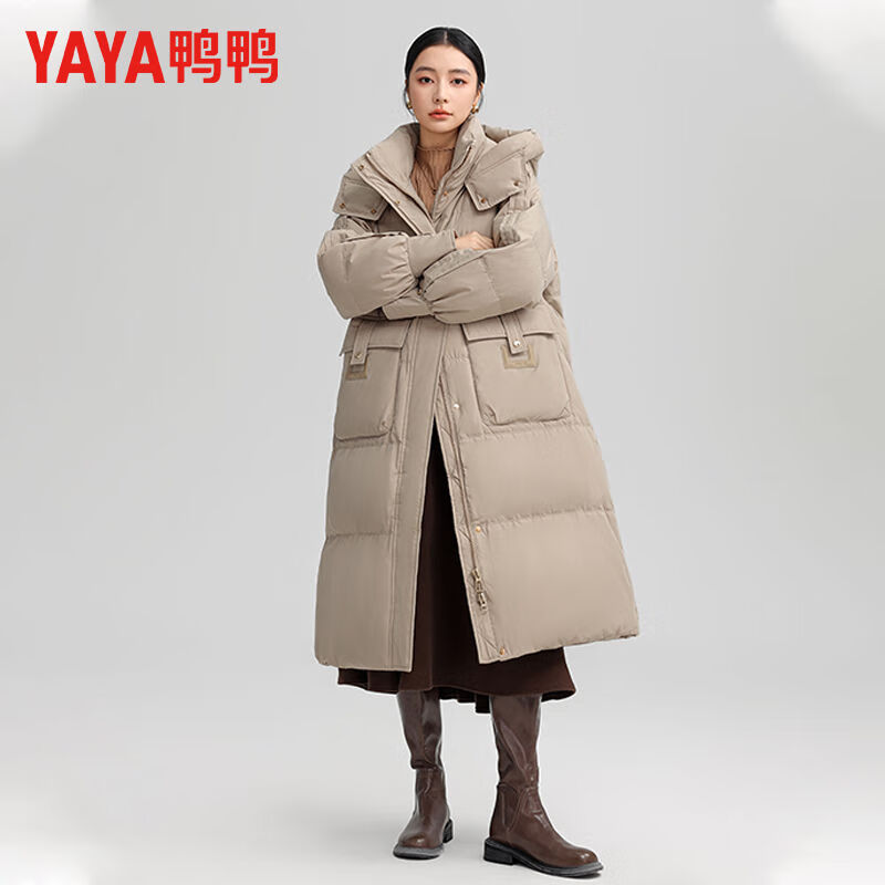鸭鸭（YAYA）羽绒服女2025年冬季新品长款连帽时尚百搭加厚保暖休闲外套 黑色 M