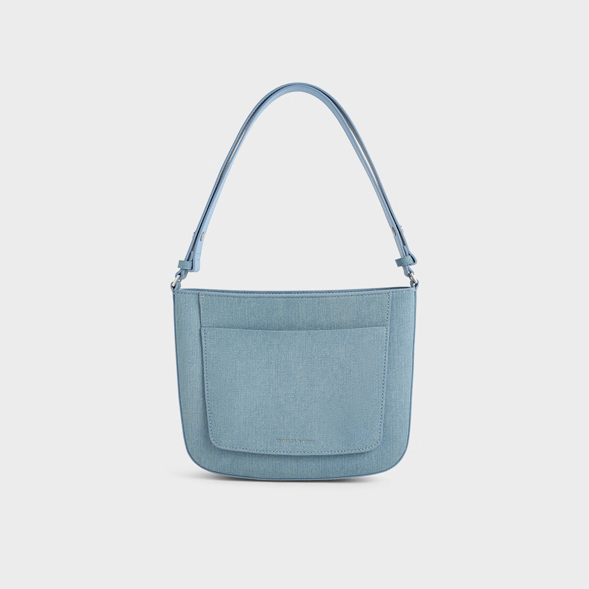 CHARLES&KEITH纯色宽肩带单肩腋下包小方包CK2-20671657 Denim Blue深牛仔蓝色 M