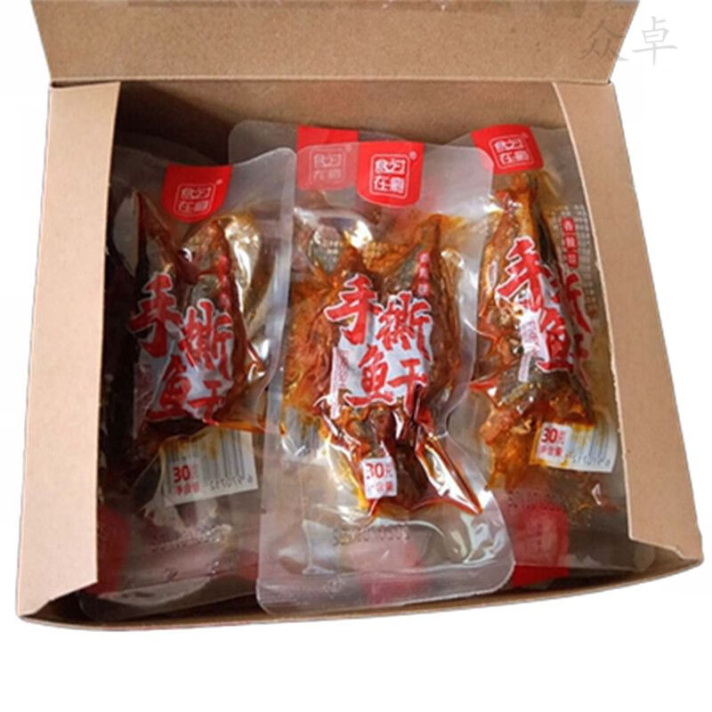 手撕鱼干开袋即食30g休闲食品手撕肉干巴浪鱼下酒菜小吃 香辣味30g*10