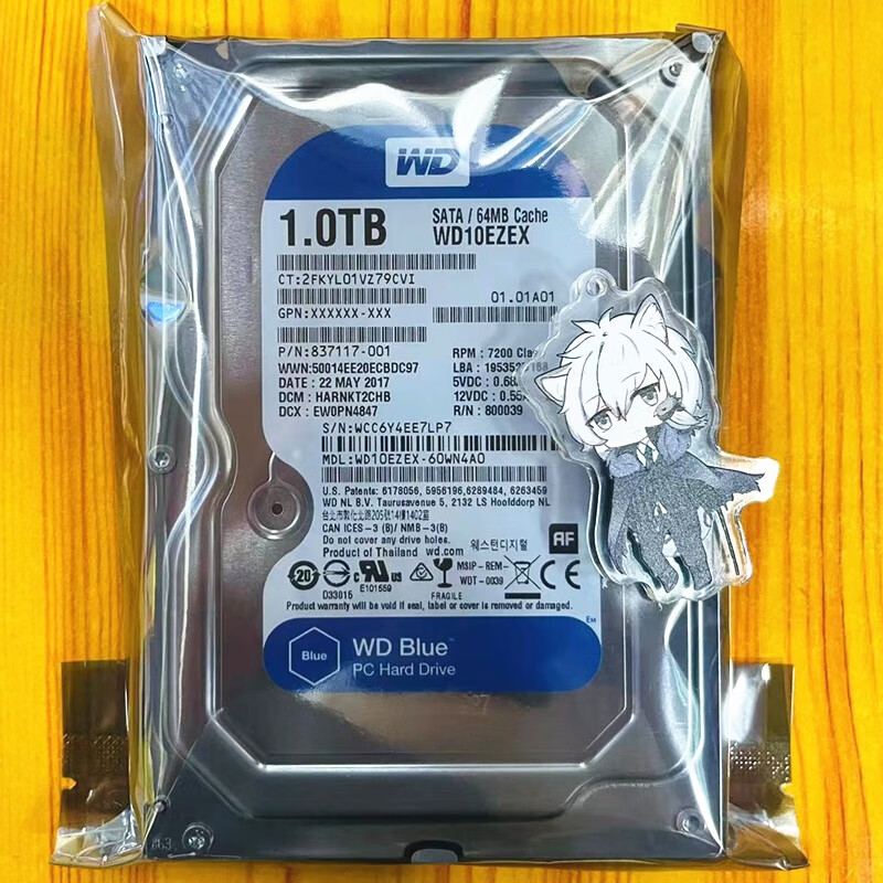 何健弓/西部数据WD10EZEX机械硬盘1T/2T/3T/4T/蓝盘3.5英寸台式机硬盘 1TB 蓝盘台式7200转SATA接口 1TBWD西数蓝盘台式机机械硬盘3.5