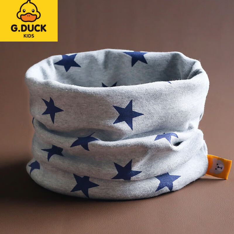 G.duck小黄鸭宝宝围脖纯棉儿童围巾秋冬婴儿脖套男女小孩韩版套头防风保 卡皮巴拉-白色 0-10岁