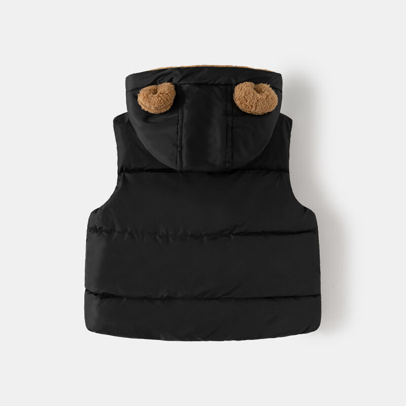 WELLKIDS秋冬儿童马甲连帽加厚男童外穿保暖坎肩女宝宝加绒马甲 白色 90