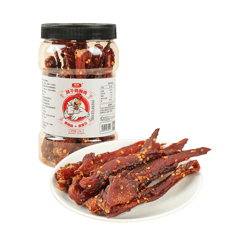 惠发风干鸡胸肉鸡肉干零食高蛋白即食健身鸡胸肉干 风干鸡胸肉干250g(五香味）