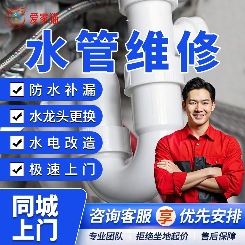 同城京东水管维修水电工上门服务下水管道漏水暗管漏水检测维修更换水龙头下水管道漏水改造排水管pvc维修 水管维修上门服务