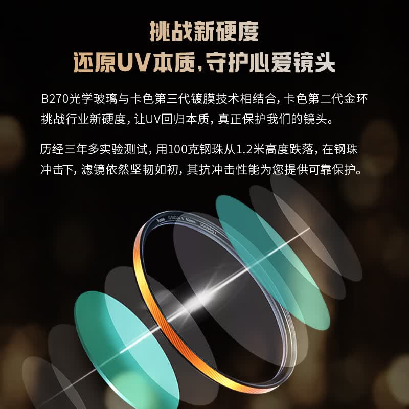 卡色（Kase）金环二代 G-MCUV影像级滤镜 卡色uv镜金环gmcuv高清高透光紫外线无暗角镜头保护镜 极速发货 金环G-MCUV II 58mm