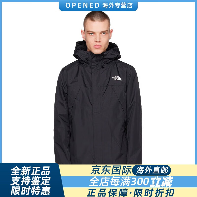 北面TNF美版男女款ANTORA防风防水透气连帽冲锋衣夹克 男 JK3-黑色 S