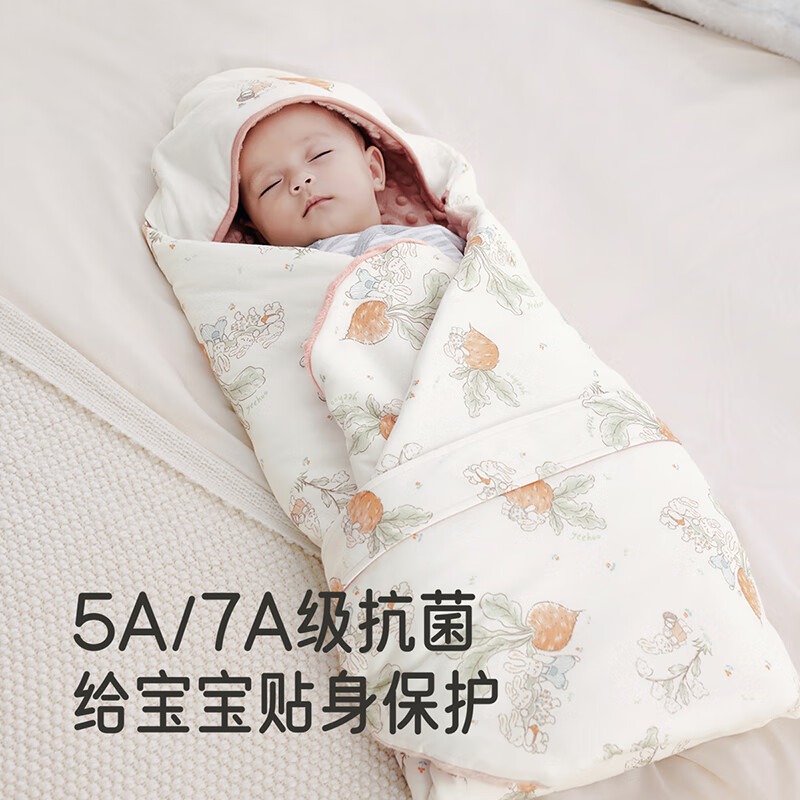 英氏（YEEHOO）婴儿包被加厚加绒夹棉恒温包单新生婴儿产房襁褓抱巾冬 山野90*90
